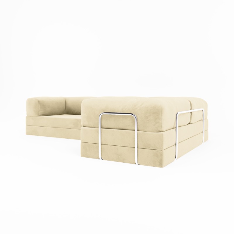 Frameless folding sofa Horns Corner Plus Velor French Vanilly