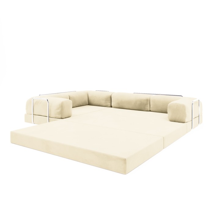 Безкаркасний розкладний диван Corner Horns Plus Velor French Vanilly