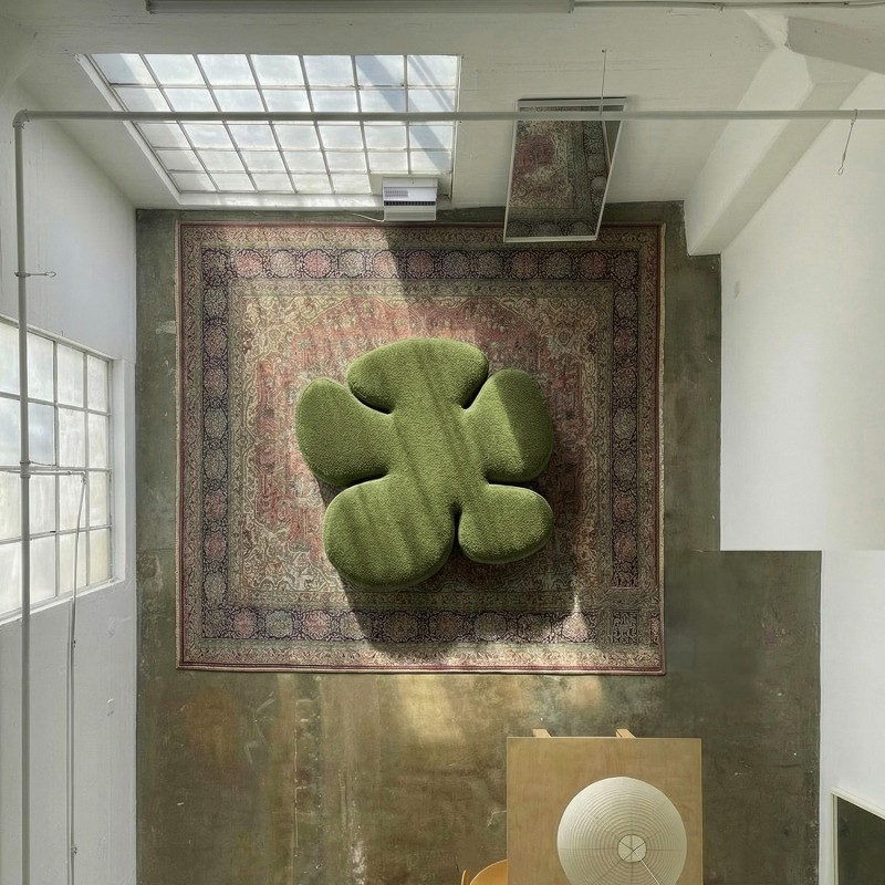 Дизайнерський пуф MAK BOUCLE OLIVE GREEN