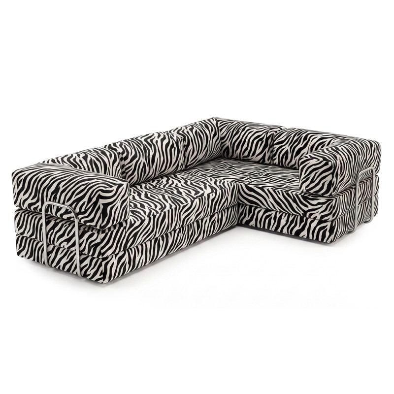 Frameless folding sofa Horns Corner Plus Print Zebra
