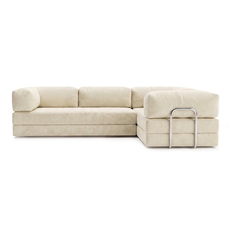 Frameless folding sofa Horns Corner Plus Velor French Vanilly
