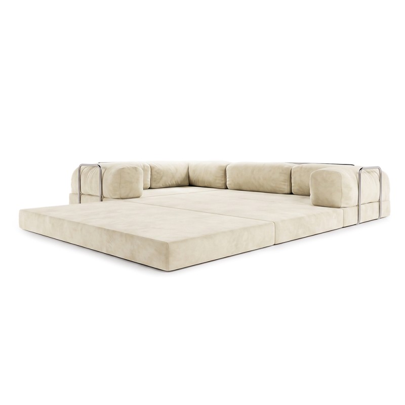 Frameless folding sofa Horns Corner Plus Velor French Vanilly