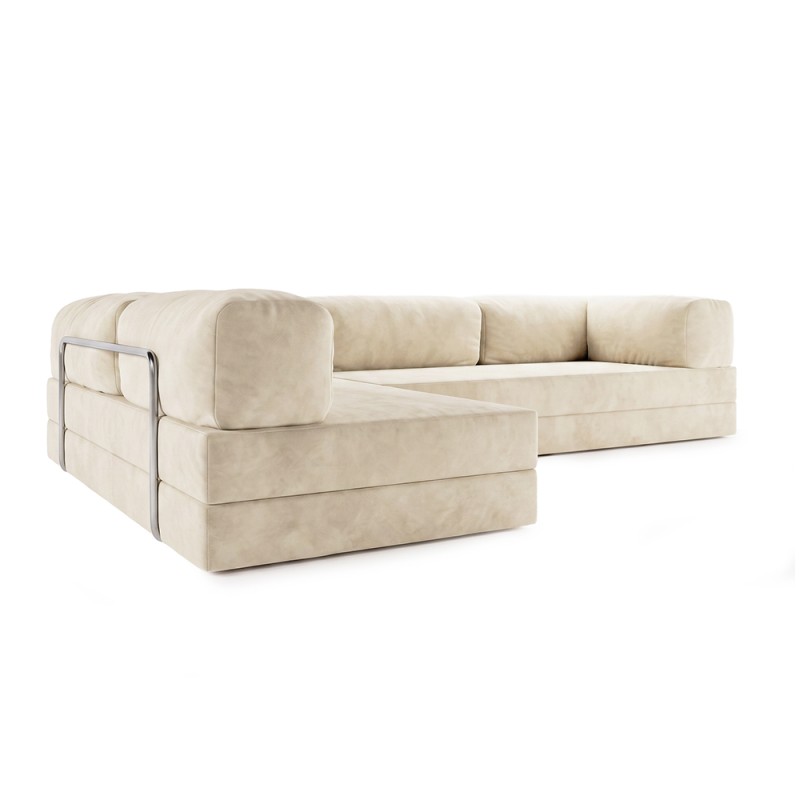 Frameless folding sofa Horns Corner Plus Velor French Vanilly