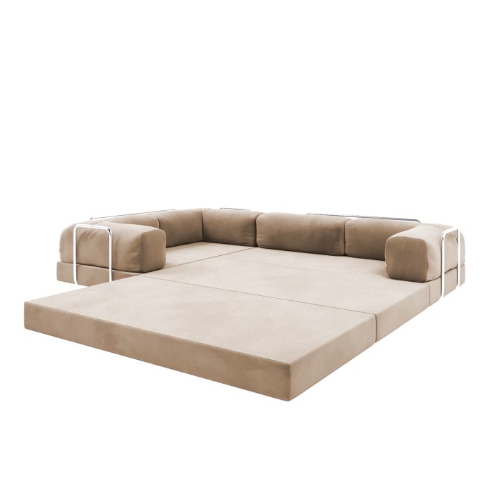 Frameless folding sofa Horns Corner Plus Velor French Vanilly