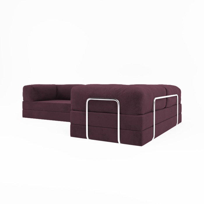 Безкаркасний розкладний диван Horns Corner Plus Velor Parade Purple