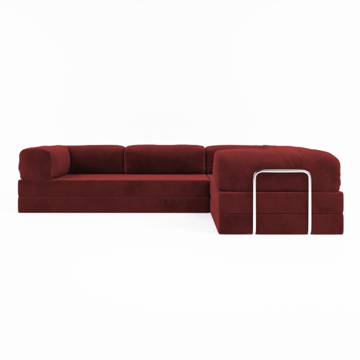 Frameless folding sofa Horns Corner Plus Velor Poppy Red