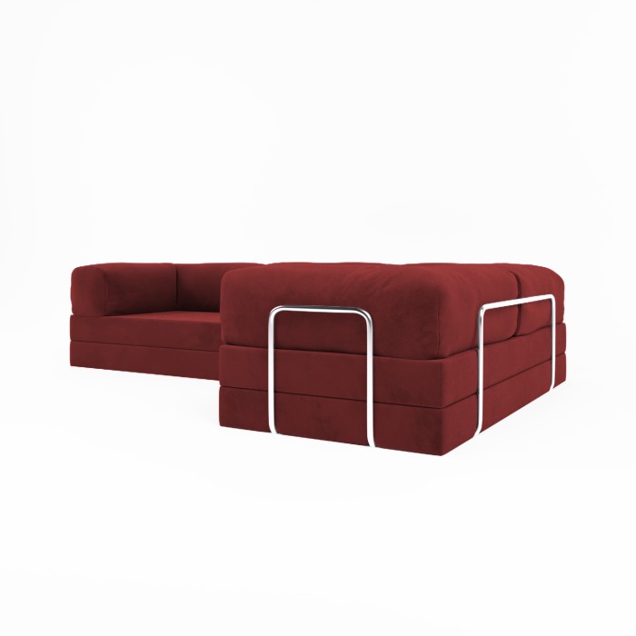 Frameless folding sofa Horns Corner Plus Velor Poppy Red
