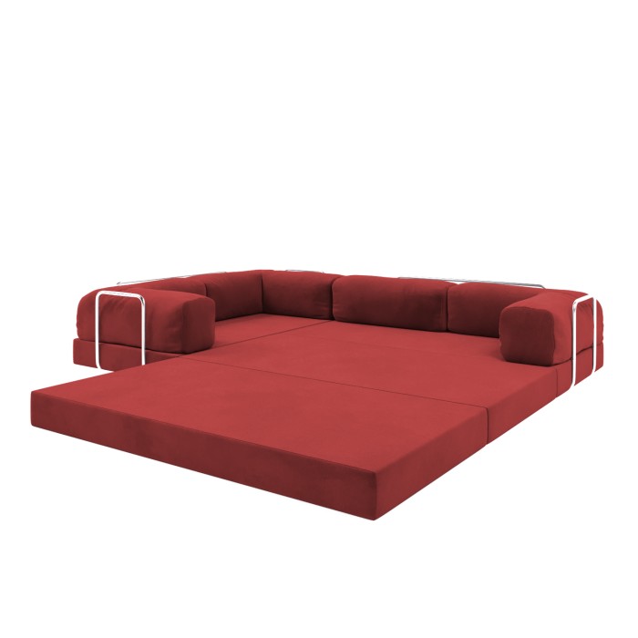 Frameless folding sofa Horns Corner Plus Velor Poppy Red
