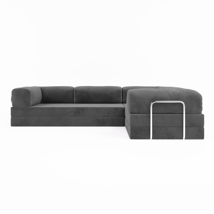 Безкаркасний розкладний диван Horns Corner Plus Velor Silver Poplar