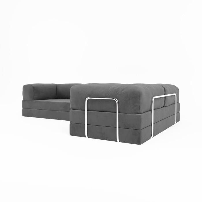 Безкаркасний розкладний диван Horns Corner Plus Velor Silver Poplar