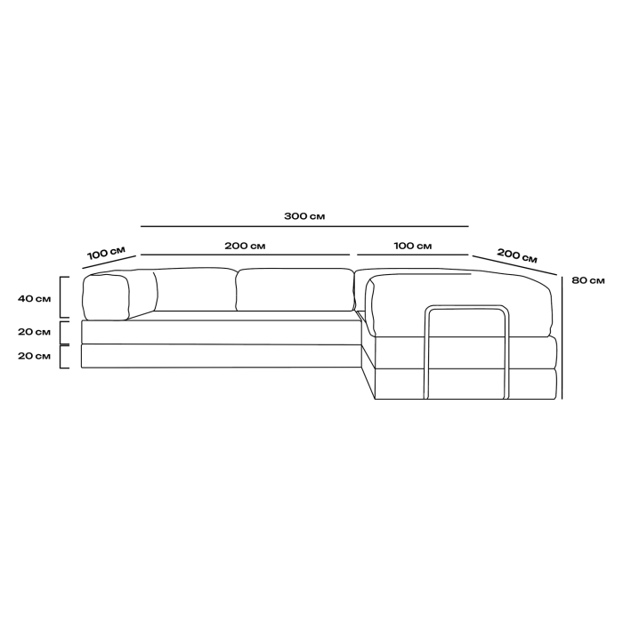 Безкаркасний розкладний диван Horns Corner Plus Velor Silver Poplar