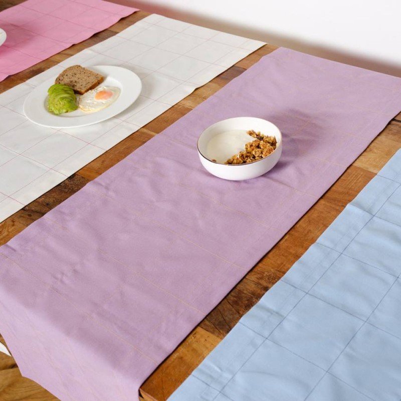 Ранер у клітинку Meringue Бузковий з жовтою клітинкою